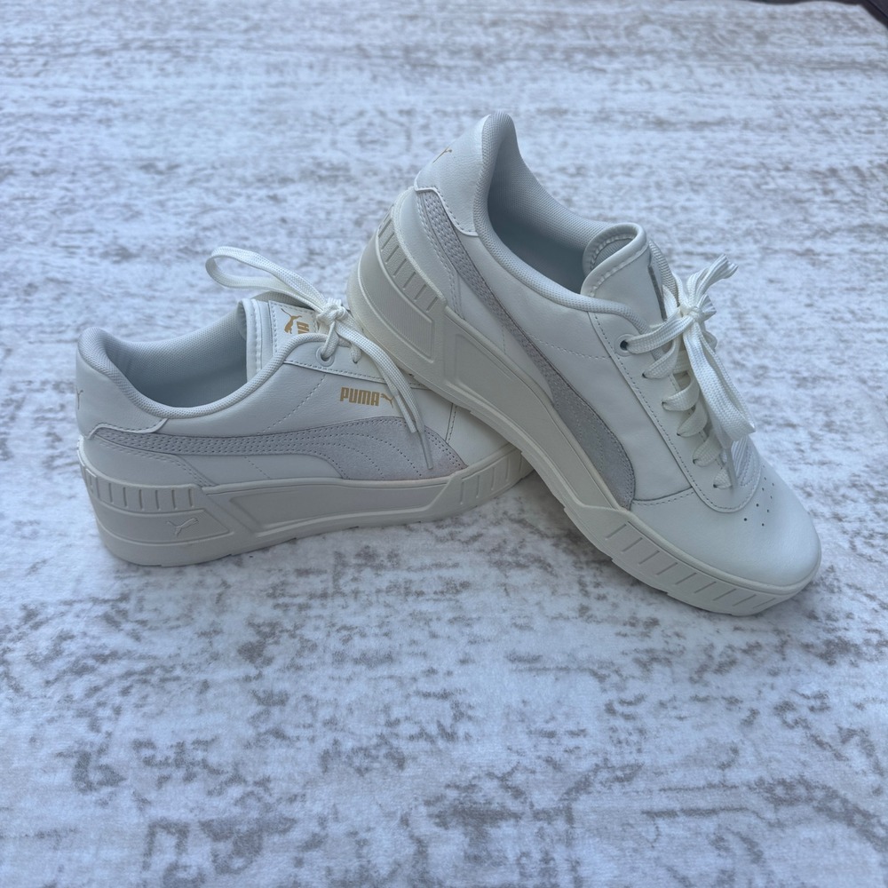 Puma Cali Wedge White Gray Gold Platform Sneakers low top Womens‎ 9